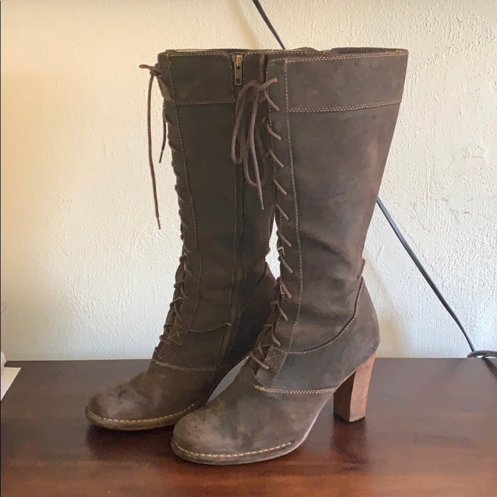 Leather YKK Lace Up heel boots